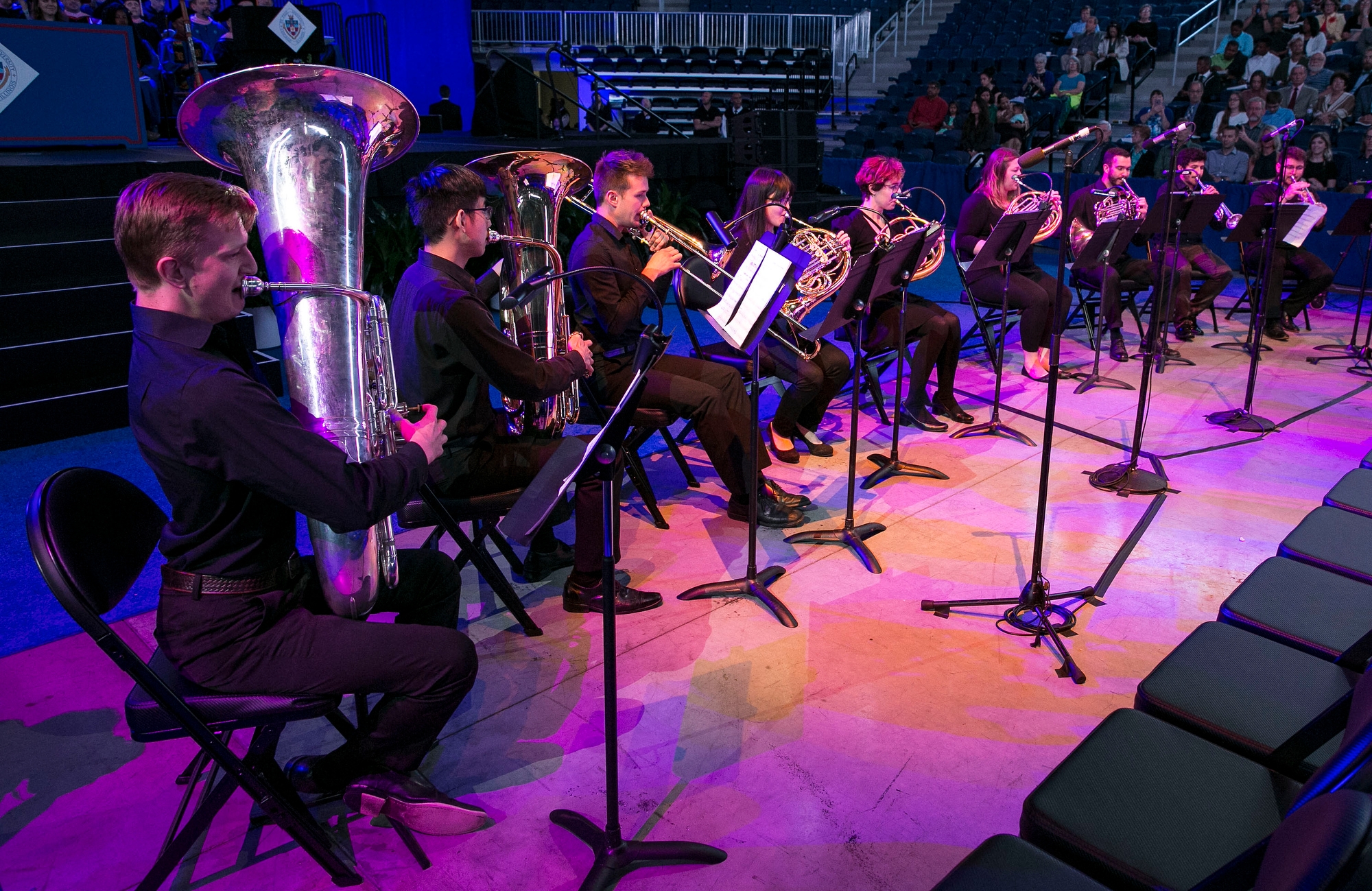 Student musicians perform during the DePaul University commencement ceremony for the School of Music and The Theatre School. (DePaul University/Jamie Moncrief)